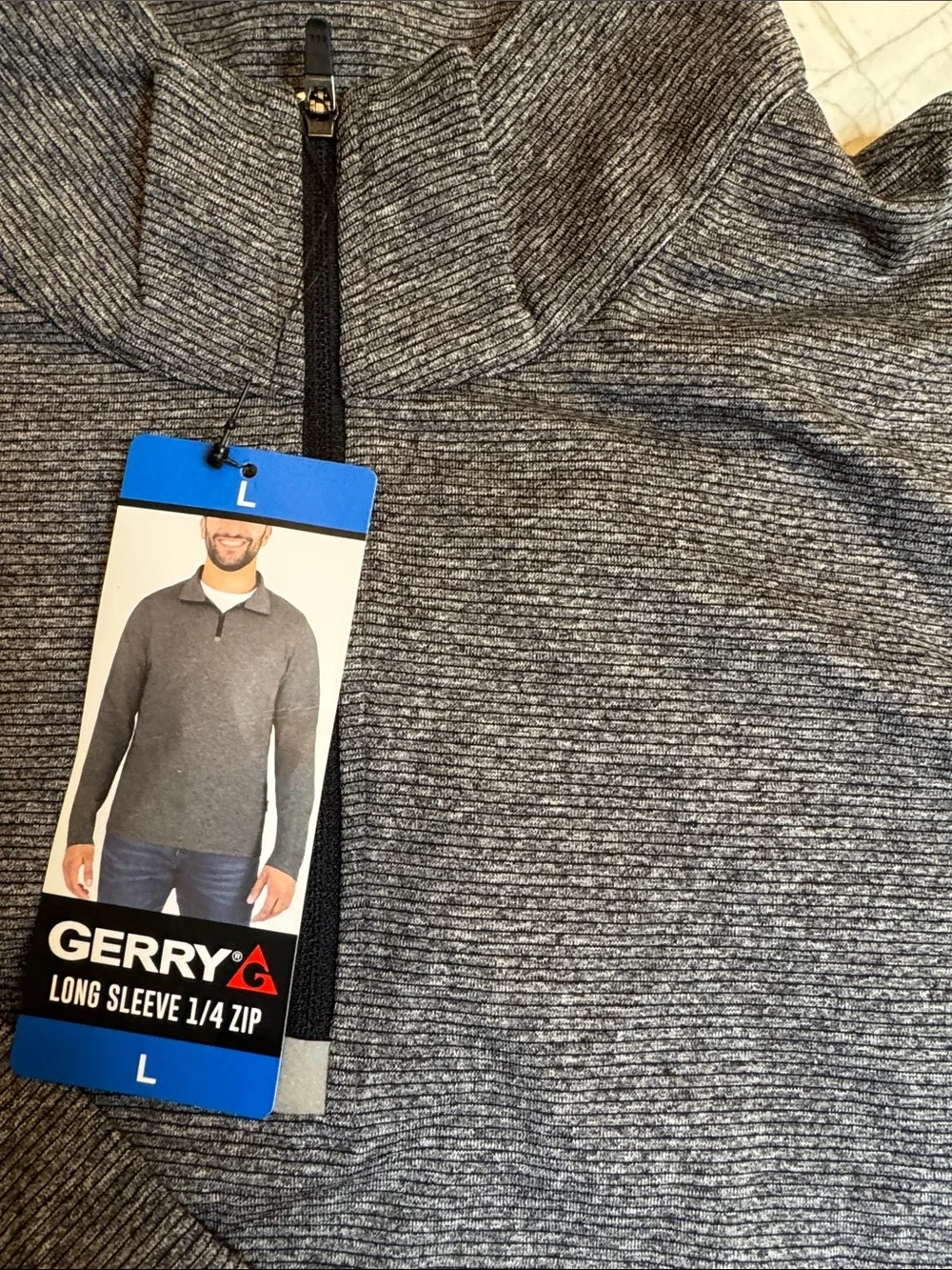 Gerry brand Men’s Heathered Charcoal Quarter-Zip Sweater pullover size large